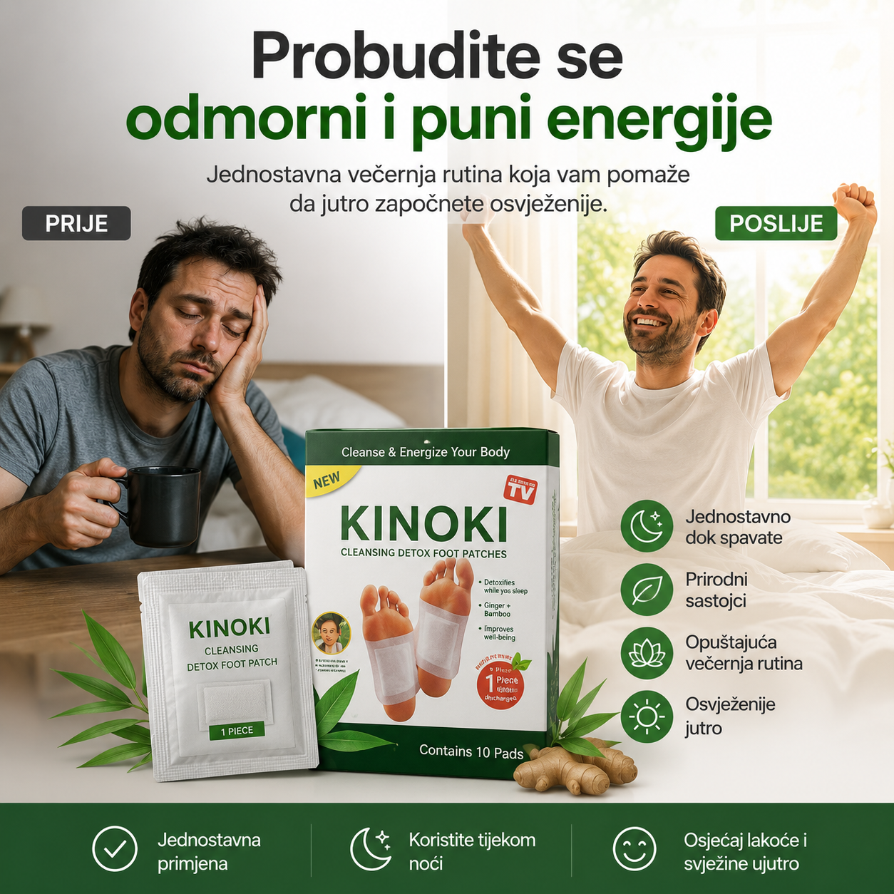 KINOKI Flasteri za Stopala za Opuštanje i Osveženje (10 komada)