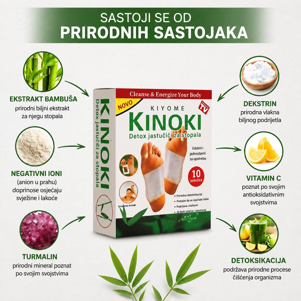 KINOKI Flasteri za Stopala za Opuštanje i Osveženje (10 komada)